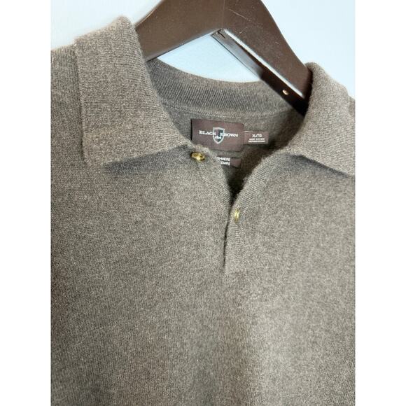 Black Brown 1826 Cashmere Collar Sweater Long Sleeve Preppy Men's XL - Picture 2 of 7